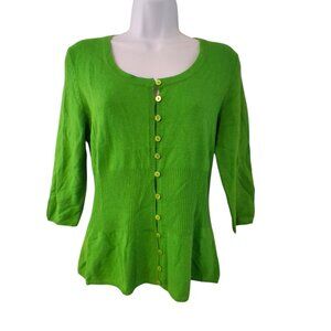 Future Paradise nwt sweater womens M vintage ? green 100% cashmere 3/4 sleeve